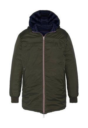 REVERSIBLE LONG PUFFER - Winter coat - kaki marine