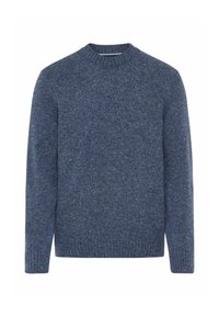 Maglione blu a maglia con scollatura rotonda, motivo testurizzato e polsini e orlo a costine. Realizzato in un materiale morbido e di peso medio.