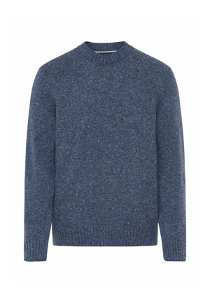 Maglione blu a maglia con scollatura rotonda, motivo testurizzato e polsini e orlo a costine. Realizzato in un materiale morbido e di peso medio.