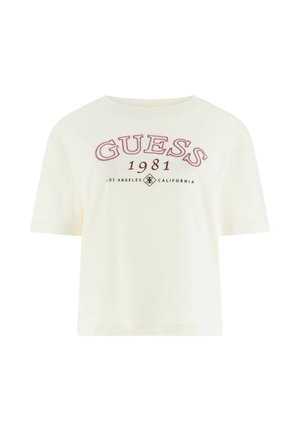 Guess, BOXY LOGO - T-shirt imprimé - creme