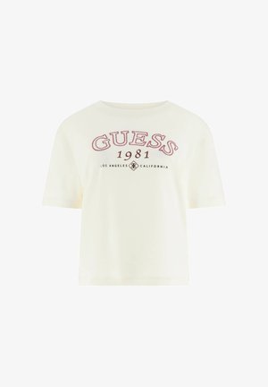 Guess, BOXY LOGO - T-shirt imprimé - creme
