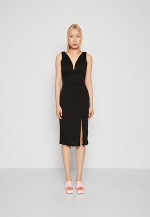 CELIA V NECK MIDI DRESS - Rochie din jerseu - black