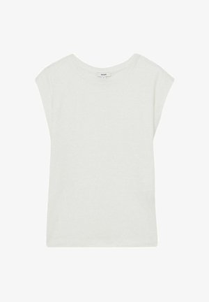 Biała bawełniana koszulka z dekoltem w serek i krótkimi, szerokimi rękawami. Miękka tekstura i luźny krój, idealna na codzienne noszenie.