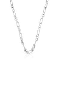 Collana in argento con maglie ovali allungate e accenti più grandi alternati, finitura lucida e design senza soluzione di continuità.
