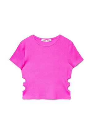CROP CON CUT-OUT - T-shirt con stampa - rosa barbie chiaro