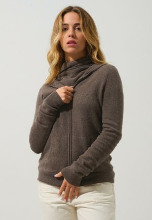 COLOMBIS FULL ZIP WITH HOOD - Vest - mottled taupe