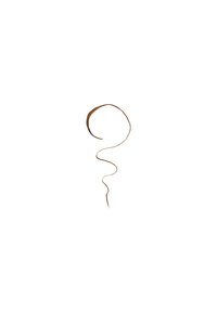 Sculpture en forme de ruban marron avec un sommet circulaire et une base ondulée et allongée, sur un fond blanc uni. Texture lisse.
