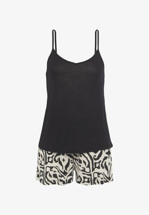 s.Oliver SHORTY SET - Komplet pidžame - schwarz ecru gemustert