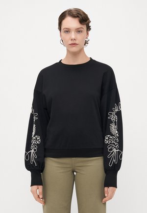 ONLBROOKE O NECK DETAIL - Sweatshirt - black/ecru