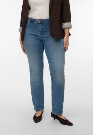 Vero Moda Curve, Straight fit VMCFLASH Mid rise - Тесни дънки - medium blue denim