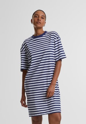 Urban Classics STRIPED - Jersey dress - white darkblue