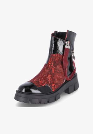 Platform ankle boots - rot-schwarz