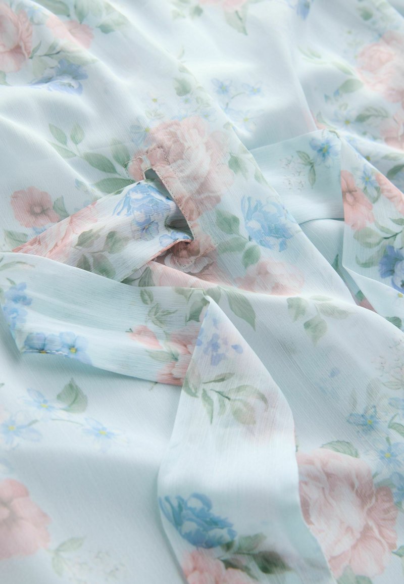 strapless open back dress Strapless Long Floral-print Prom Dress with Ruffles Blue / 6 main image 1