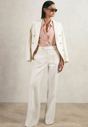 BUTTON-TAB FLARED - Housut - white