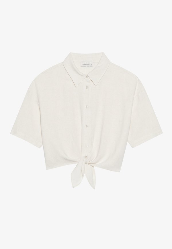 LINEN MIX BLEND SHIRT - Button-down blouse - beige3