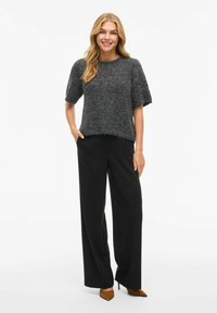 VILA VIMARLEY KURZARMELIGER - Lihtne T-särk - dark grey melange