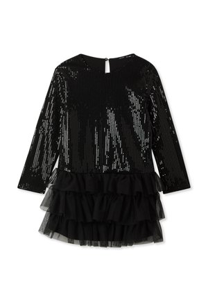 CON PAILLETTES E BALZE - Vestito elegante - nero