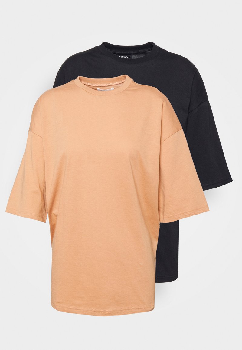 Even&Odd Tall 2 PACK - T-shirt básica - black/brown