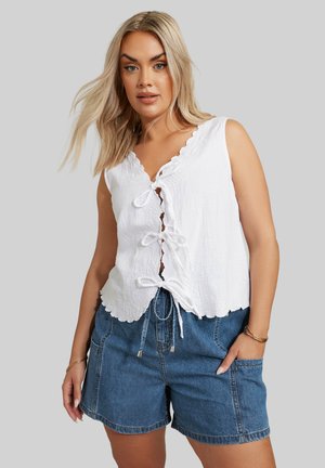 TIE WAIST  - Farkkushortsit - blue