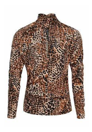 Reiss REGULAR FIT - SERENA LEOPARD KEYHOLE - Tops ar garām piedurknēm - brown print