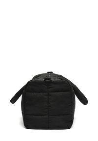 Borsa tote nera imbottita con forma rettangolare. Presenta manici corti e chiusura con zip. Tessuto liscio con texture trapuntata.