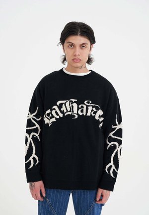 INTARSIA TATTOO DRAGON CREW - Pullover - black
