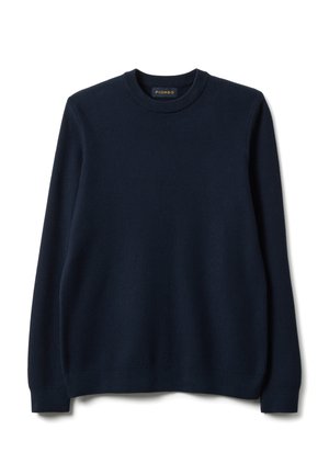 Maglione blu navy con trama, collo tondo, maniche lunghe e polsini e orlo a costine. Realizzato in morbido materiale a maglia.