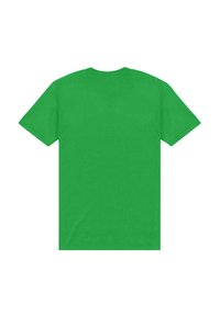 Zelené bavlněné tričko s krátkými rukávy a kulatým výstřihem. Má hladkou texturu a jednobarevný design bez vzorů nebo akcentů.