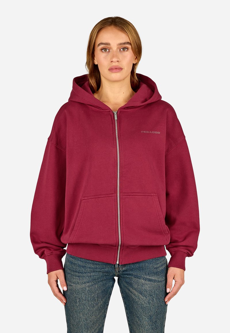 Pegador RAMIRA OVERSIZED JACKET - Camisola com fecho - washed burgundy