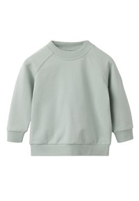 Lichtgroene sweatshirt van zacht materiaal, met een ronde hals, ribbelmanchetten en -zoom, in een relaxte fit en met raglanmouwen.