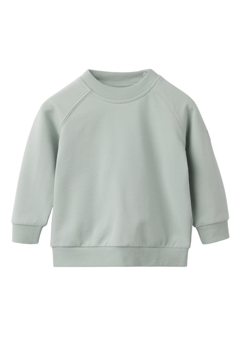 Lichtgroene sweatshirt van zacht materiaal, met een ronde hals, ribbelmanchetten en -zoom, in een relaxte fit en met raglanmouwen.