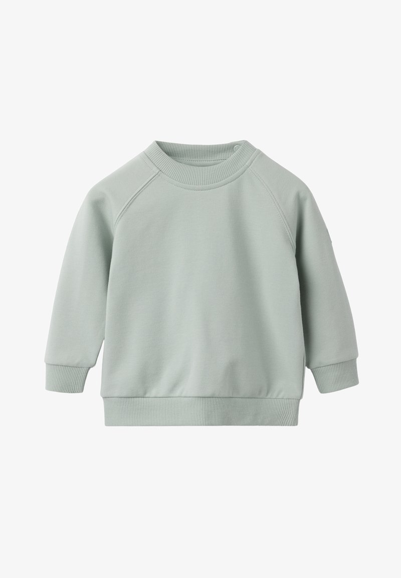 Lichtgroene sweatshirt van zacht materiaal, met een ronde hals, ribbelmanchetten en -zoom, in een relaxte fit en met raglanmouwen.