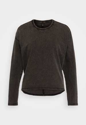 ONLY ONLLILA O NECK STUD - Langarmshirt - black washed