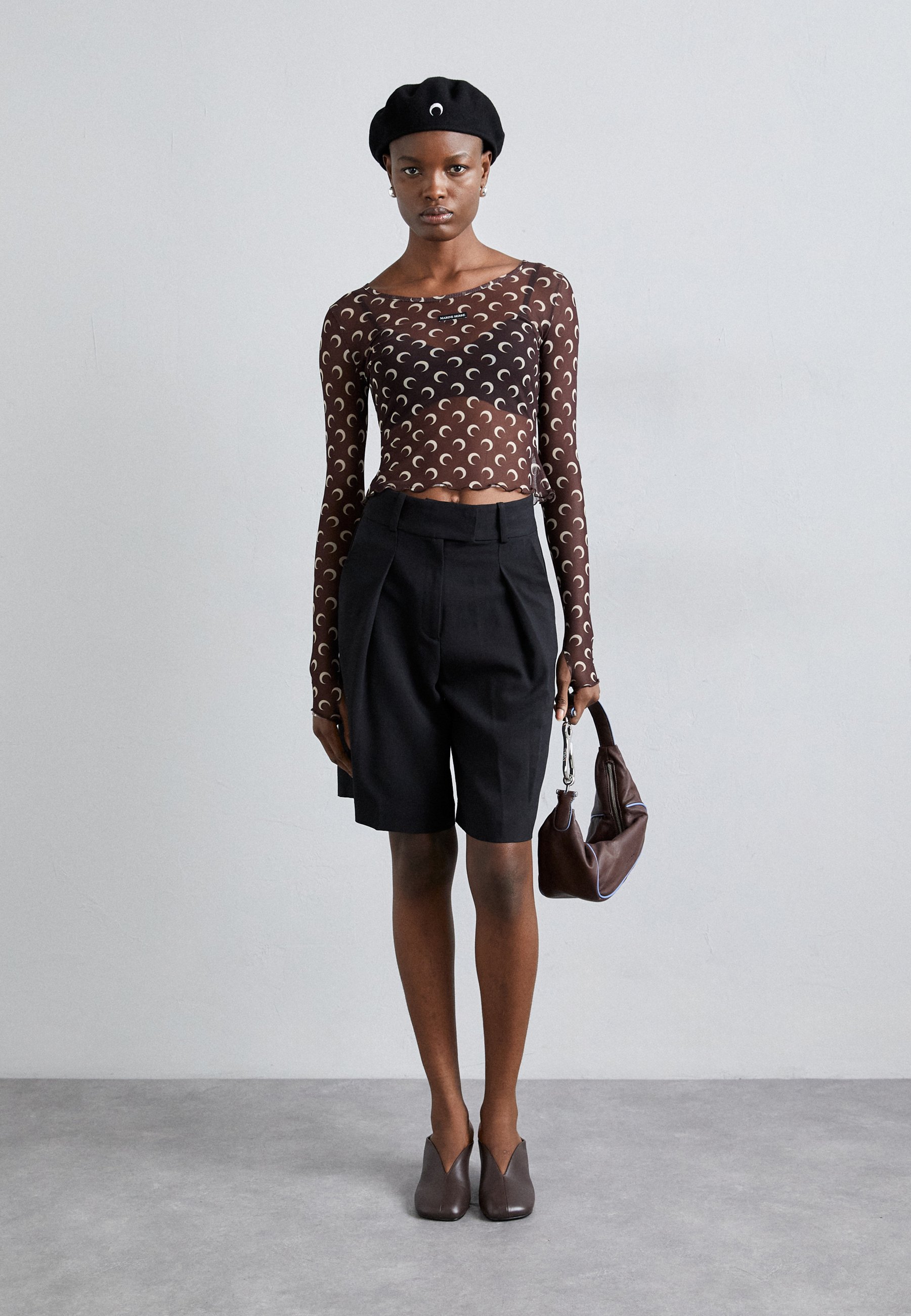 MARINE SERRE MOON PRINTED SECOND SKIN CROPPED - Long sleeved top