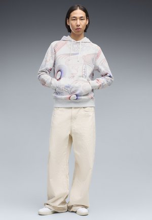 Puma, ESSENTIALS PRINTED GRAPHIC HOODIE - Kapuzenpullover - white glow heather