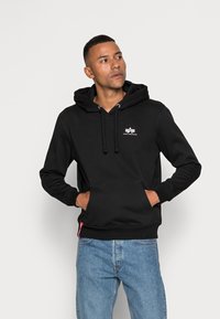 Alpha Industries - SMALL LOGO - Džemperis su gobtuvu - black Miniatiūros vaizdas 1