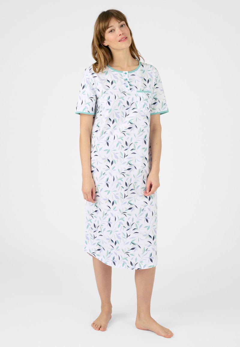 Damart LOT DE 2 PEIGNÉ - Camicia da notte - bleu feuillage