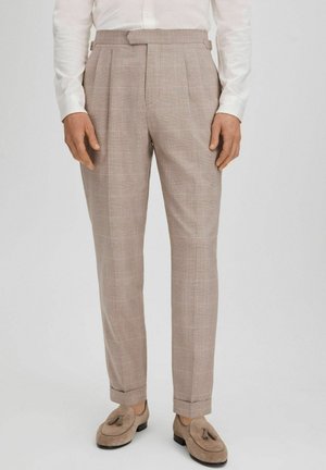 REGULAR FIT - COLLECT CHECK ADJUSTER WITH TURN-UPS - Broek - oatmeal