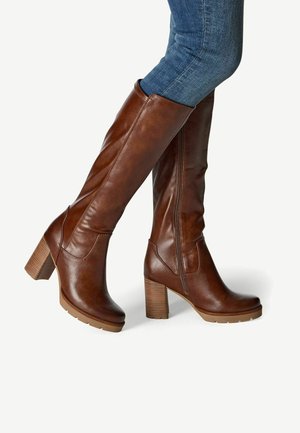 Bottes à talons hauts - cognac