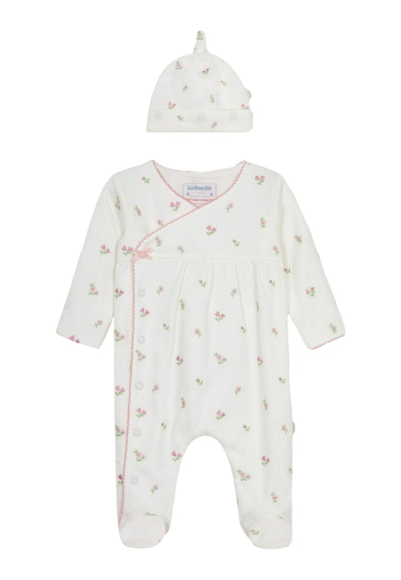 JoJo Maman Bébé FLORAL EMBROIDERED PRETTY REGULAR FIT SET - Berretto - cream