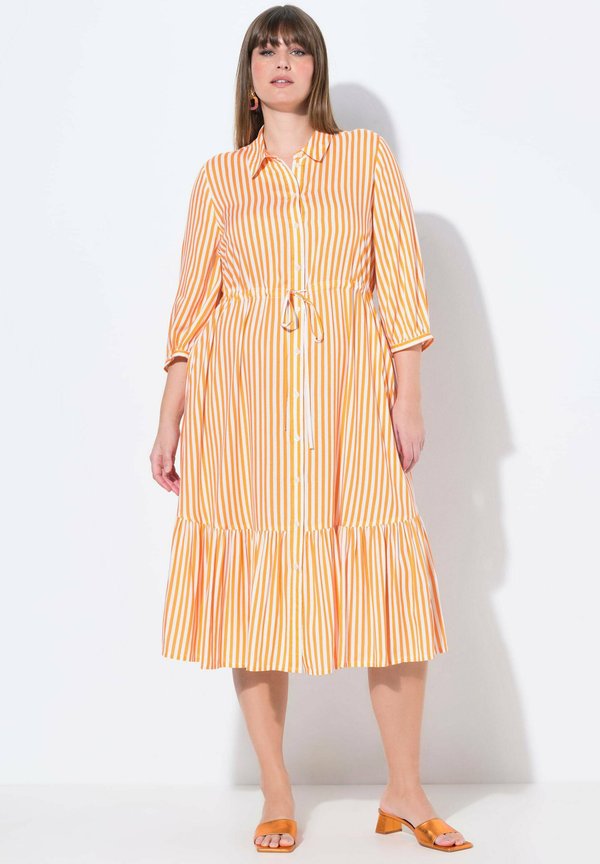 STRIPED 3/4 SLEEVE BUTTON DOWN - Blusenkleid - bold orange