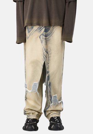 LAB - Farkkushortsit - beige schwarz