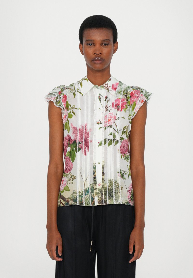 Alice + Olivia MINDA RUFFLE TIE BLOUSE - Blúzka so zapínaním na gombíky - rose whisper