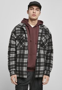 Urban Classics - PLAID TEDDY LINED SHIRT JACKET - Summer jacket - black/white Thumbnail Image 1