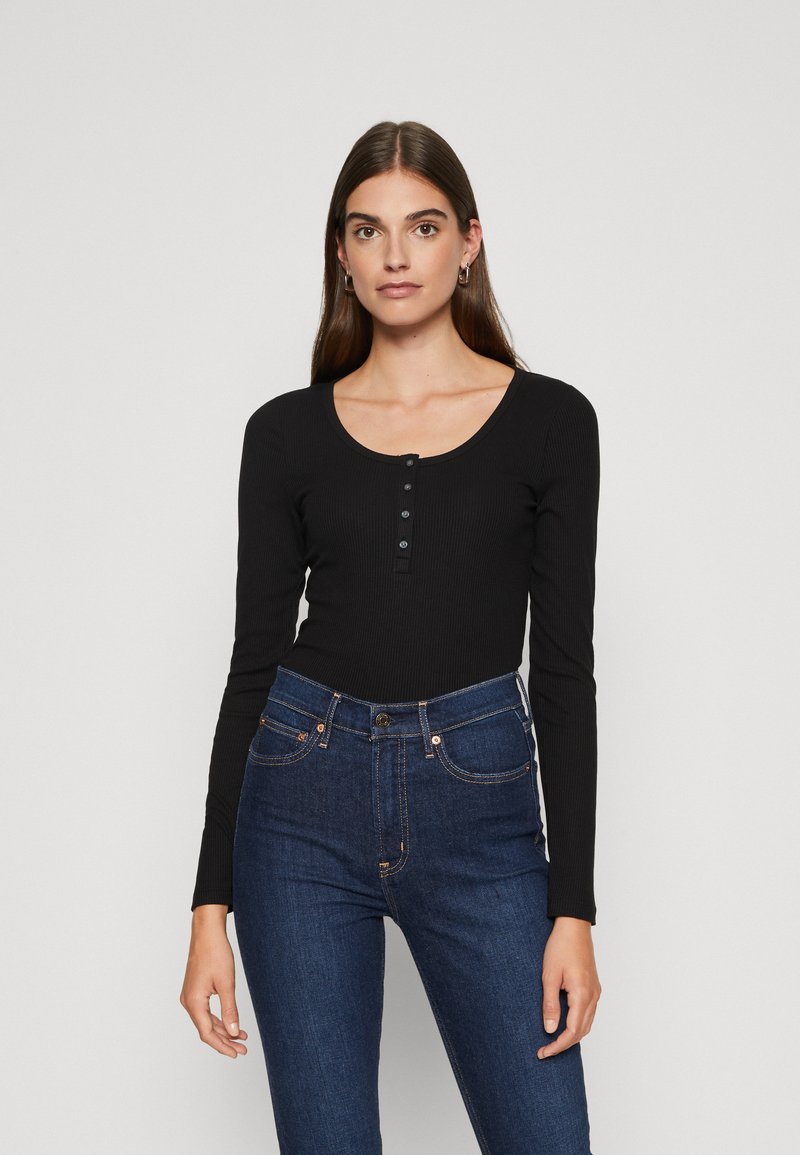 GAP HENLEY Longsleeve true black/zwart Zalando.nl