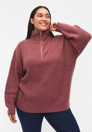 Zizzi FLASH MIT HOHEM KRAGEN UND REISSVERSCHLUSS - Jumper - renaissance r mel