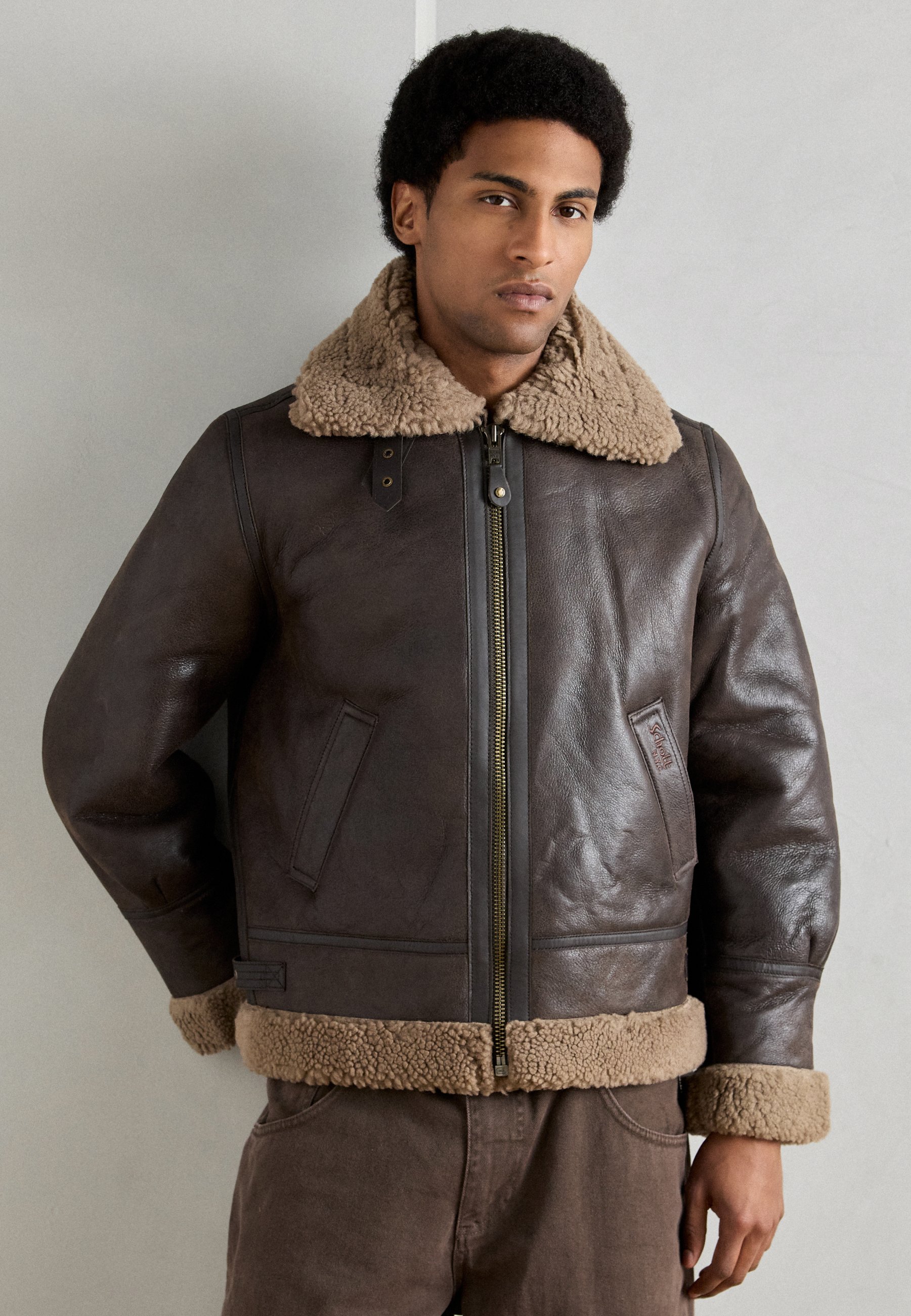 Schott Leather jacket - cordovan/brown - Zalando.co.uk