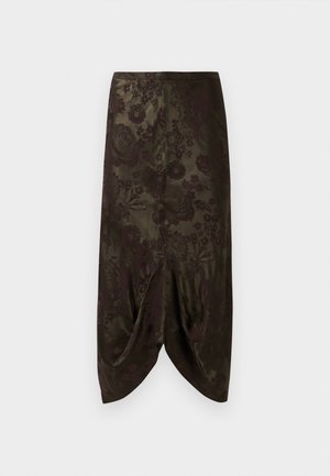 MM6 Maison Margiela MIDI SKIRT - Uska suknja - khaki/burgundy