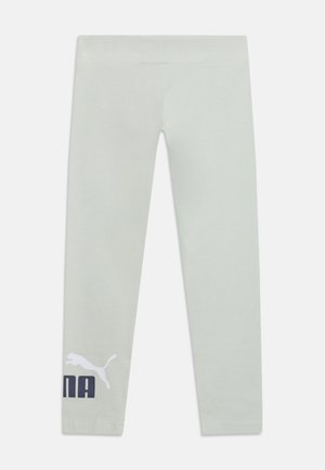 Light gray fitted leggings with a white Puma logo and black brand name on the lower left leg against a white background.