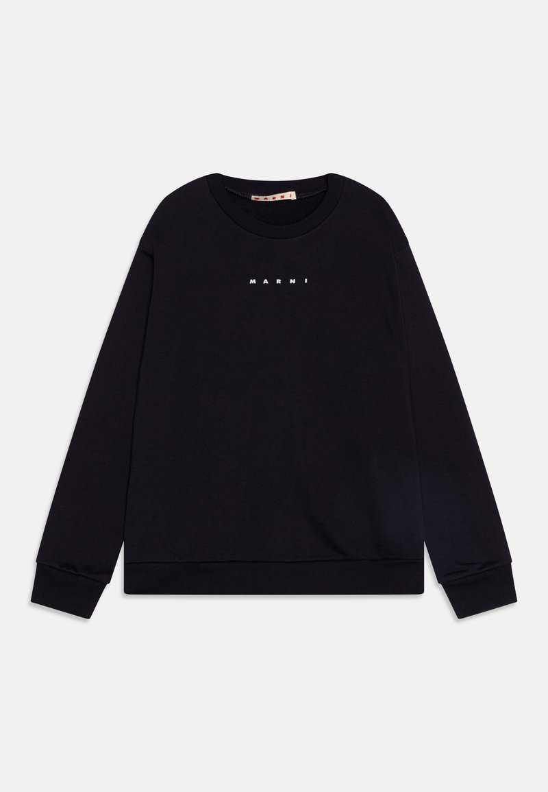 Black sweatshirt made of soft cotton with a round neckline, long sleeves, and ribbed cuffs. Features the brand name "MARNI" in white at the front.